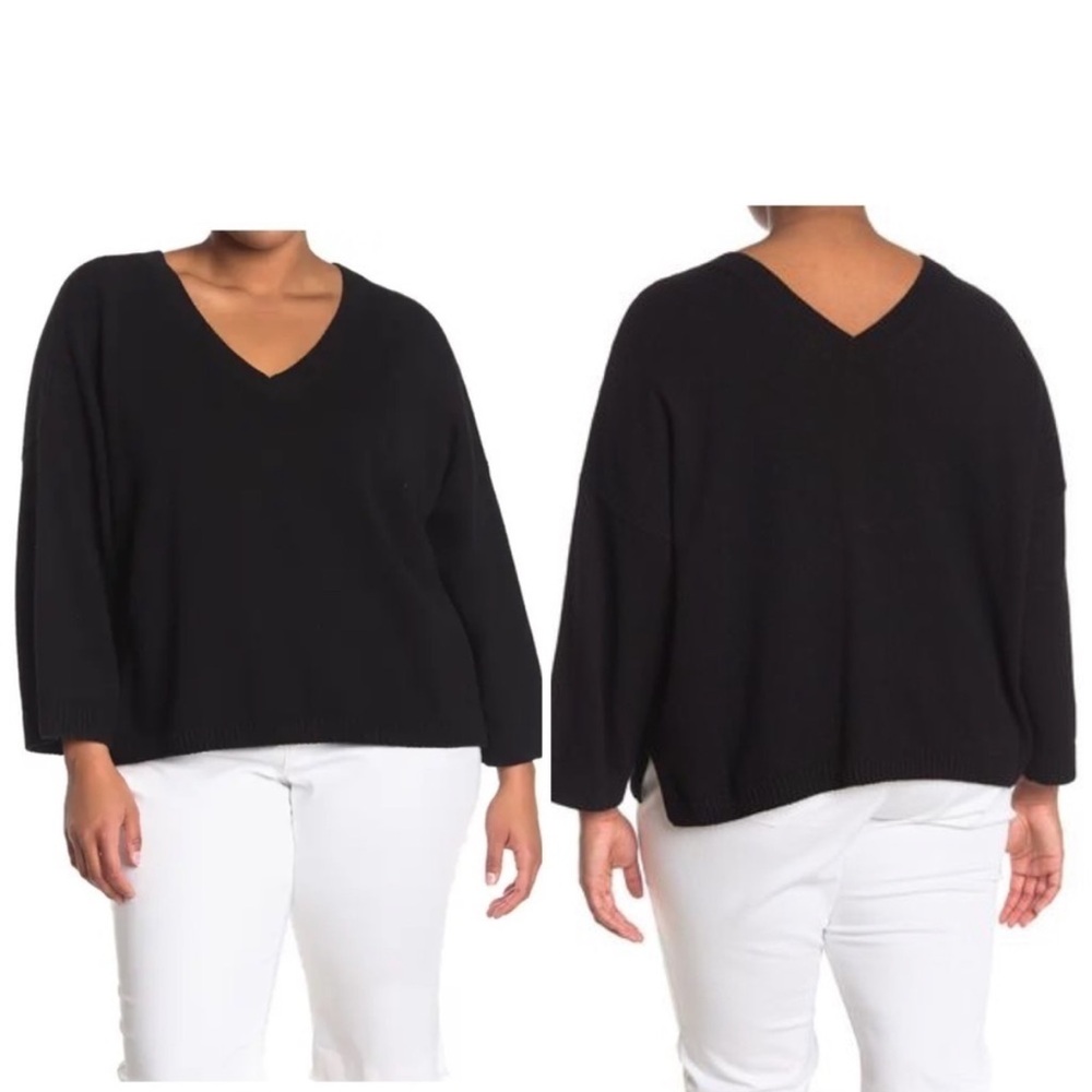 Madewell double v-neck cotton blend sweater